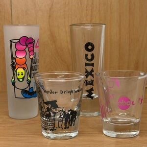 Clear and Frosted Shot Glasses Mixed Lot of 4